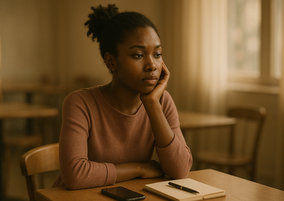 contemplative moment in sunlit café 002